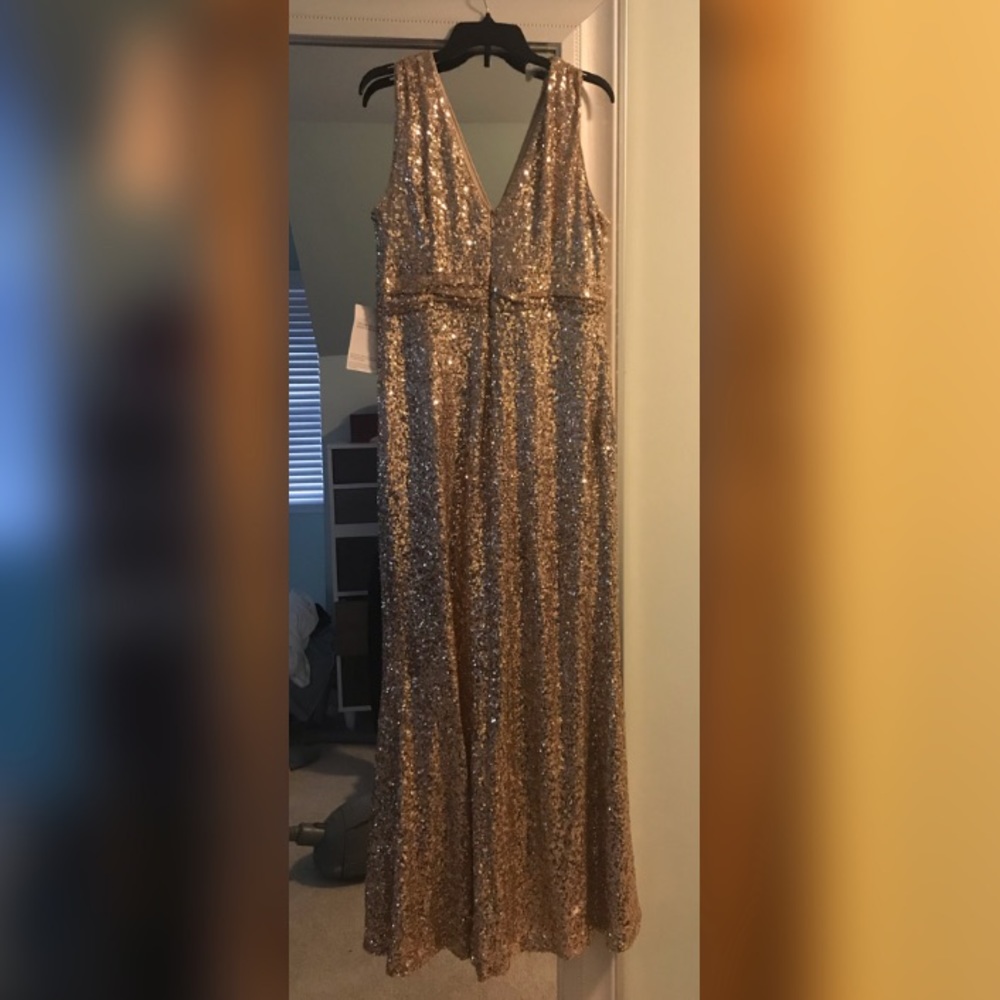 BELLE BADGLEY MISCHKA Blush Rose Sequin Gown Dress - Picture 3 of 8